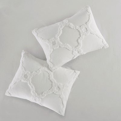 Madison Park Pacey 3 Piece Tufted Cotton Chenille Geometric Comforter Set in Off White, King / Cal King MP10-5988