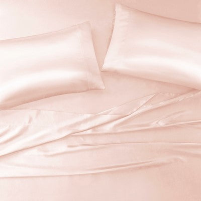 Madison Park Essentials Satin Luxury 6 PC Sheet Set in Blush, King MPE20-774