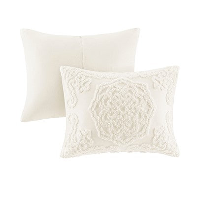 Madison Park Laetitia Tufted Cotton Chenille Medallion Comforter Set in Off White, Twin / Twin XL MP10-6839