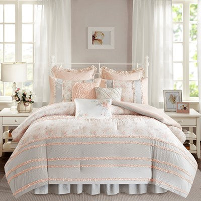 Madison Park Serendipity Cotton Percale Comforter Set in Blush, Full MP10-3536