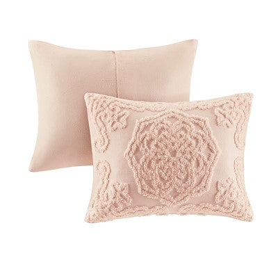 Madison Park Laetitia Tufted Cotton Chenille Medallion Comforter Set in Blush, King / Cal King MP10-5878