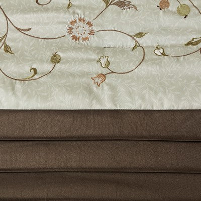 Madison Park Serene Embroidered 7 Piece Comforter Set in Green, Queen MP10-636