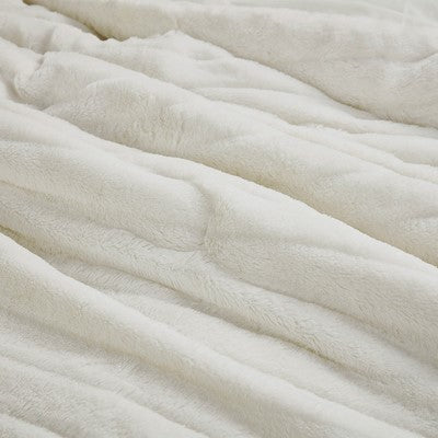 Madison Park Amara Faux Fur Comforter Set in Ivory, King / Cal King MP10-7687