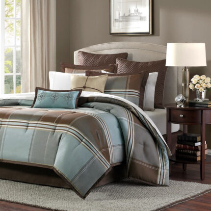 Madison Park Lincoln Square 8 Piece Comforter Set in Brown, King MP10-112