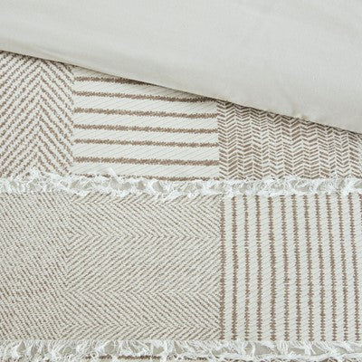 Madison Park Schafer 5 Piece Cotton Clipped Comforter Set in Taupe, Full / Queen MP10-7347