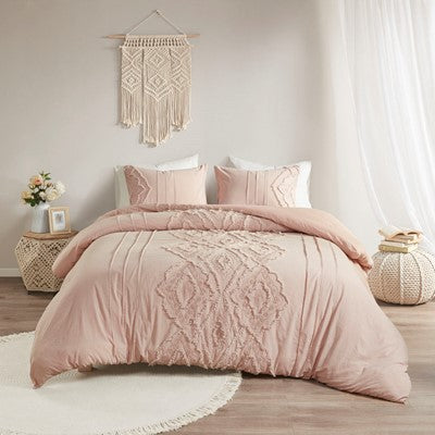 Madison Park Margot 3 Piece Cotton Comforter Set in Blush, Full / Queen MP10-7359