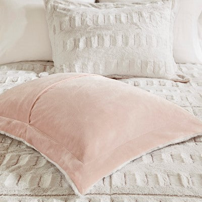 Madison Park Gia Back Print Long Fur Comforter Mini Set in Blush, Full / Queen MP10-6210