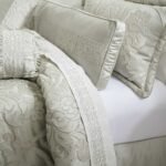 Adagio 18" Square Embellished Decorative Throw Pillow in Sterling | Satin by J.Queen New York