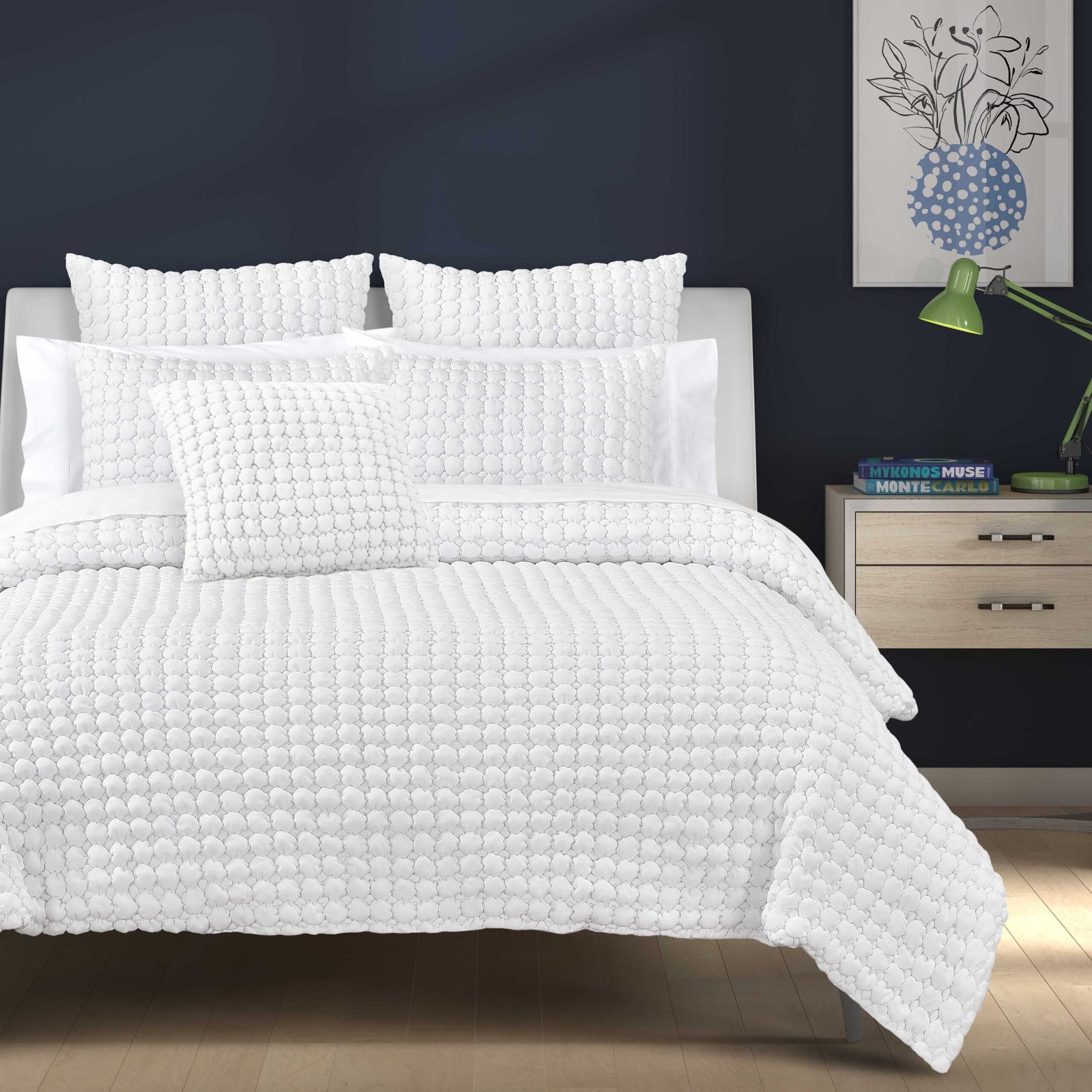 CloudPuffWhite3PieceQuiltSet