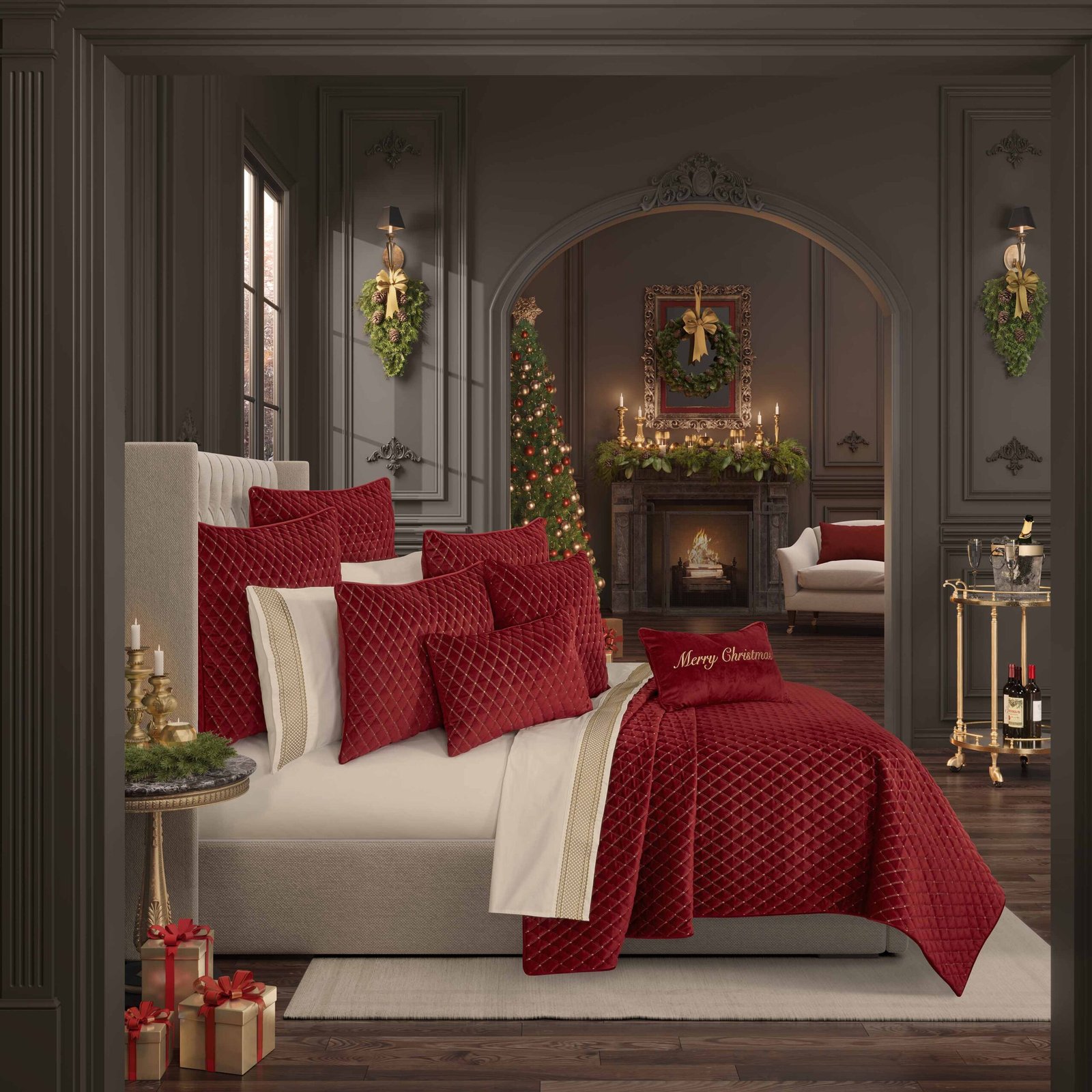 GrandeurCrimson3-PieceQuiltSet-1